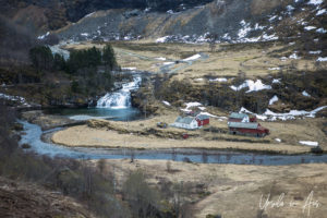 Waterfall in the valley, Flåmsbana, Norway