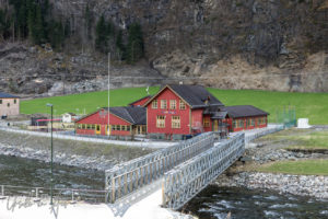 Flåm School from the train, Flåmsbana, Norway