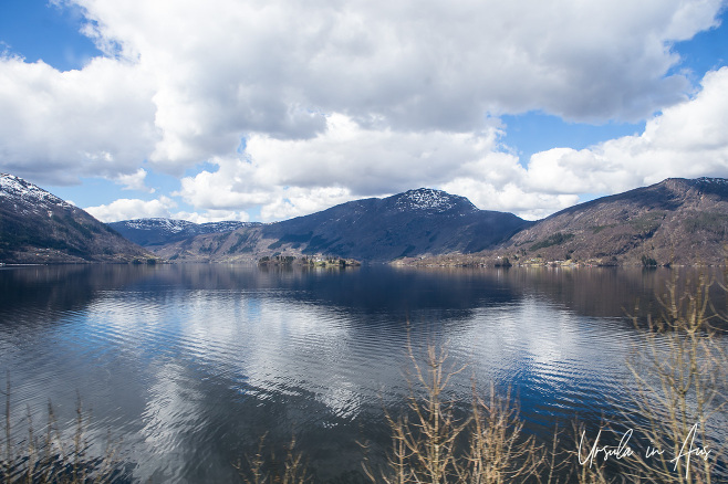 View over Bruvik Fjord from the Bergensbanen, Norway