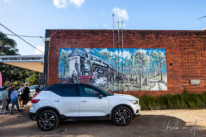Mural of a locomotive, Red Hill, Victoria, Australia