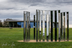 Sculpture: Semicircular Space, with Pt Leo Restaurant behind, Victoria, Australia