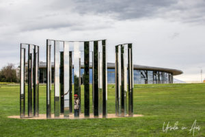 Sculpture: Semicircular Space, with Pt Leo Restaurant behind, Victoria, Australia