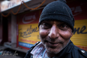 Portrait: Man in a woollen hat, Haridwar India