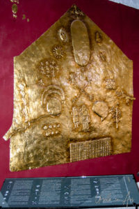 Hammered gold line drawing, Coricancha; Santo Domingo del Cusco, Peru