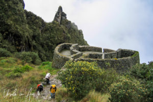 Looking down on Runkoruoay on the Inca Trail, Peru