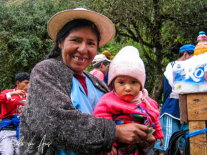 Portrait: Quechua woman and child, the Inca Trail, Peru
