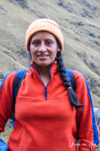 Portrait: female Quechua guide, the Inca Trail, Peru.