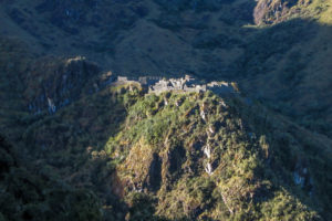 Sayacmarka atop a mountain, the Inca Trail, Peru
