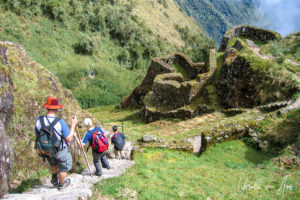Looking over the ruins of Phuyupatamarca from the Inca Trail, Peru