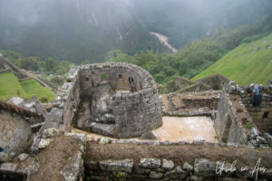 Looking down into the Temple of the Sun, Machu Picchu Peru