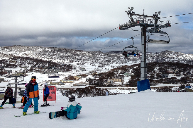 Snowboarders on Front Valley, Perisher Ski Resort, Australia