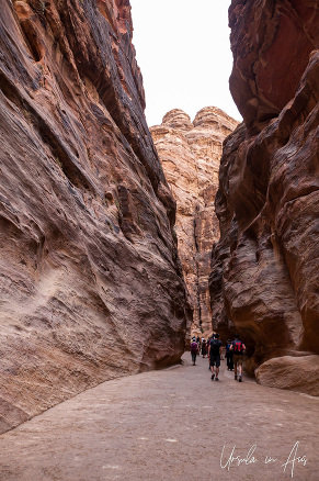 Walkers in the Siq, Petra Jordan