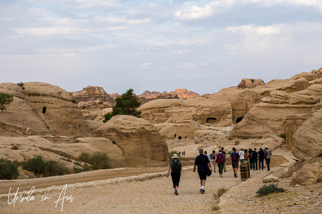People on the path towards the Siq, Petra Jordan.