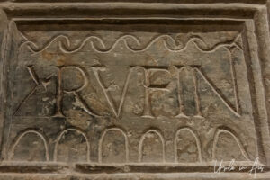 Roman lettering on a stone slab, National Roman Legion Museum in Caerleon, Wales