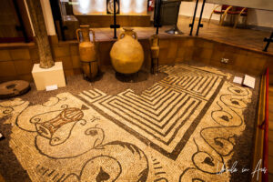 Roman mosaic floor tiles, National Roman Legion Museum in Caerleon, Wales