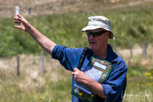 Portrait: a man with a microphone on the Top Hut TSS, NSW Australia