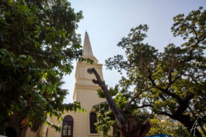 Simple spire of St Mary's Church, Chennai