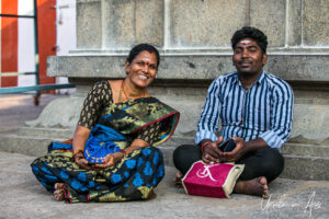 Seated woman and man, Kapaleeshwarar Temple, Chennai, Tamil Nadu India