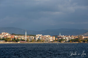 Çanakkale in afternoon light from the water, Turkey