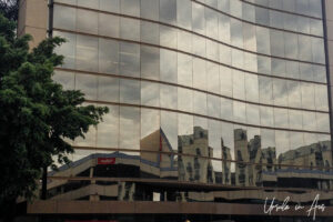 Downtown Adelaide buildings reflected in each other, SA Australia