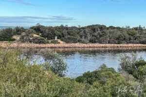 Retaining wall on Cunninghame Arm, from Lakes Entrance Loop, Victoria Australia