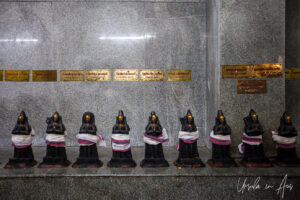 Small blackened representations of Hindu gods, Vedapureeswarar Temple, Pondicherry India.