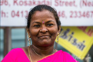 Portrait, flower seller, Pondicherry India.