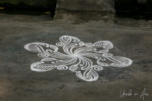 White mandala drawing, Pondicherry India.