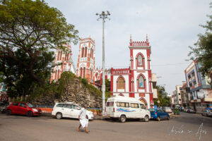 Basilica of the Sacred Heart of Jesus from the street, Pondicherry, India
