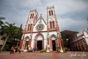 Outside the Basilica of the Sacred Heart of Jesus, Pondicherry India