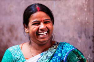 Portrait of a laughing woman, Haridwar India.