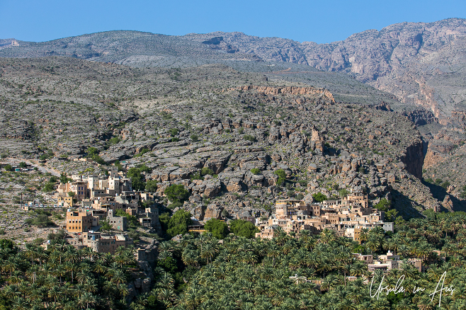 View over Misfat al-Abriyeen and Al Hamra, Oman