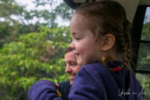 Young child on the gondola, Taronga Zoo, Sydney Australia.