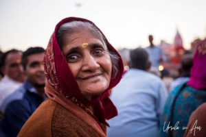 Environmental portrait: Smiling Indian woman, Haridwar India