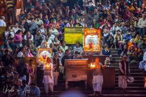 Hindu Priests on the Steps of Har Ki Pauri Haridwar India
