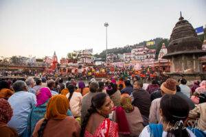 Crowd on the ghat opposite Har Ki Pauri, Haridwar, India