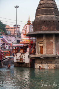 Hindu temples in the Ganges, Har Ki Pauri, Haridwar, India
