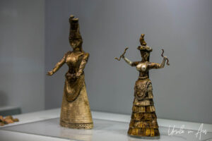 Figurines of the Snake Goddess, Heraklion Archaeological Museum, Crete Greece.