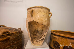 Human skeleton in a clay jar, Heraklion Archaeological Museum, Crete Greece