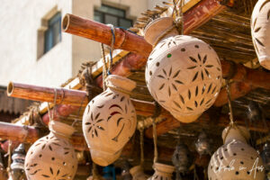 Hanging pottery lamps, Nizwa Souq, Oman.