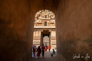 View of the gopura from the outer entrance, Brihadishvara Temple, Thanjavur India