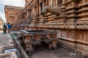 Ornate spout and claw-footed tub, Brihadisvara Temple, Thanjavur India
