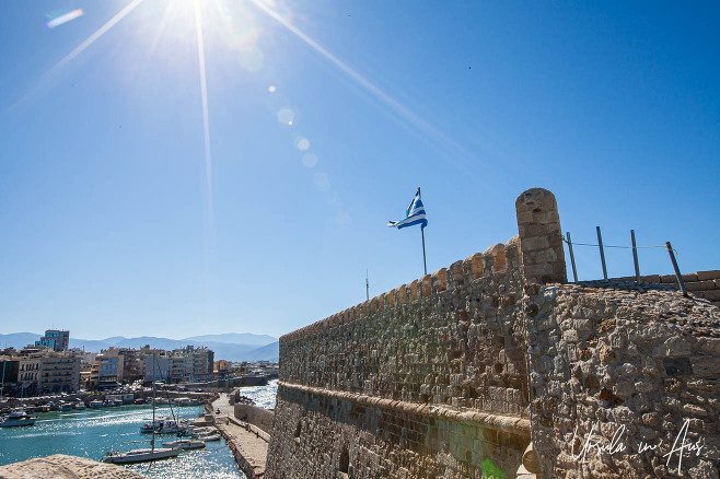 Sunflare over Koules Fortress, Heraklion, Greece