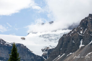 Snow capped mountain from Bow Lake Viewpoint, Highway 93N, Banff Alberta Canada