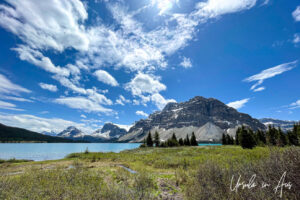 Bow Lake and Crowfoot Mountain from The Lodge, Highway 93N, Banff Alberta Canada
