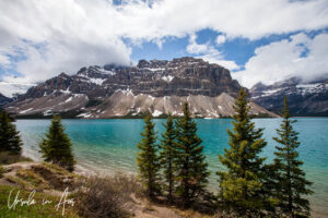 Bow Lake and Crowfoot Mountain from Bow Lake Viewpoint, Highway 93N, Banff Alberta Canada