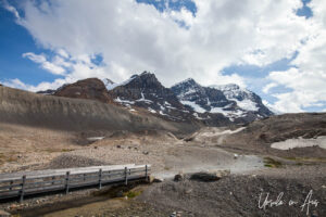Wooden bridge on the walk to the Athabasca Glacier, Jasper Alberta