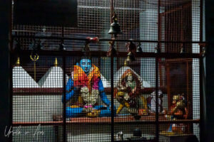 Hindu gods in a meshed cage, Kunjapuri Temple, Uttarakhand, India