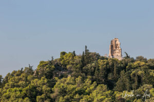 Philopappos Monument from the Acropolis, Athens, Greece.