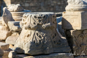 Corinthian capitals on the ground, the Acropolis, Athens, Greece.